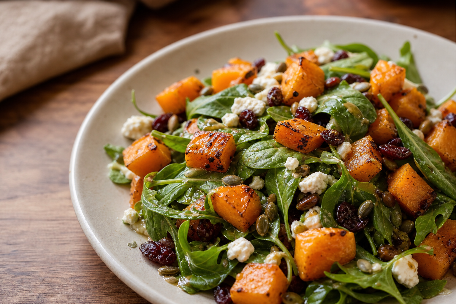 Cozy Butternut Salad Ingredients Close Up